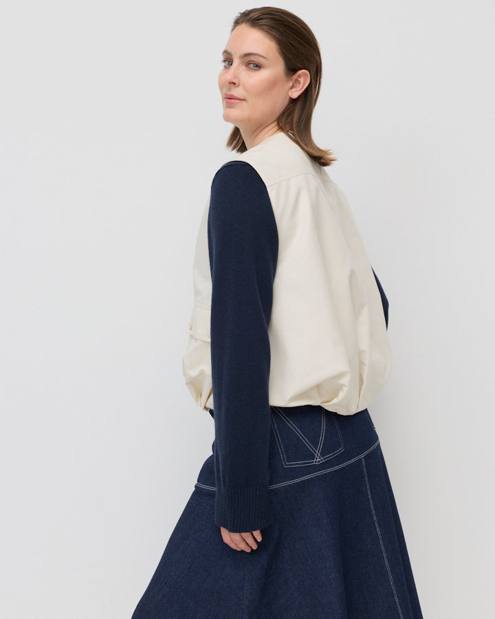 Yarra Trail Urban Denim Flare Skirt in DARK DENIM 2