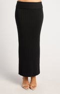 Style State - Textured Rib Rolled Waistband Knit Maxi Skirt (WKN886)
