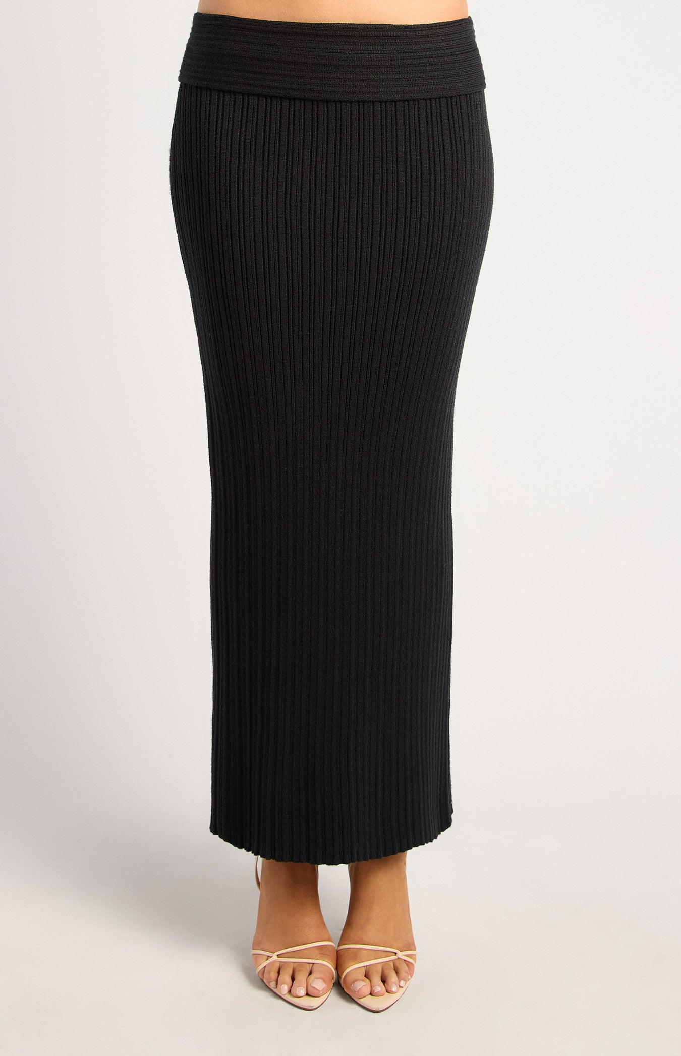Style State - Textured Rib Rolled Waistband Knit Maxi Skirt (WKN886)