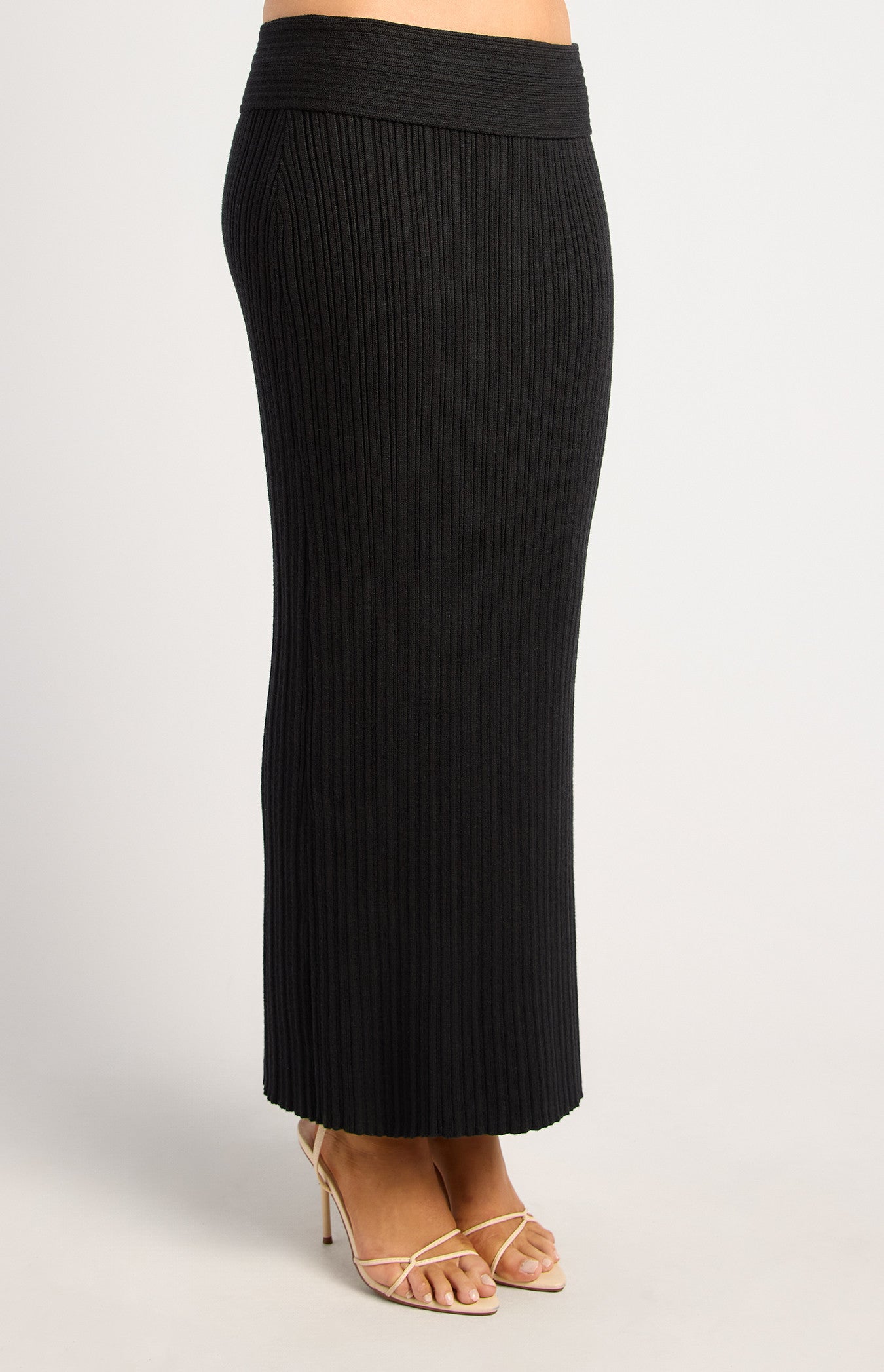Style State - Textured Rib Rolled Waistband Knit Maxi Skirt (WKN886)